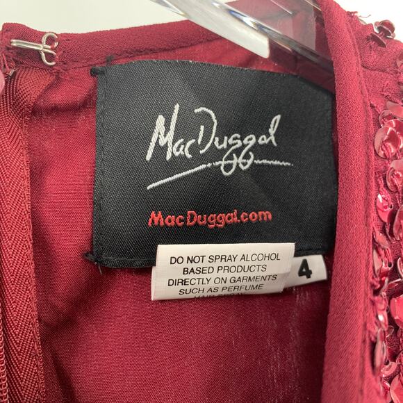 MAC DUGGAL Dress Size 4 Evening Gown Sequin Red Midi Sheath NEW Sleeveless - Picture 4 of 8